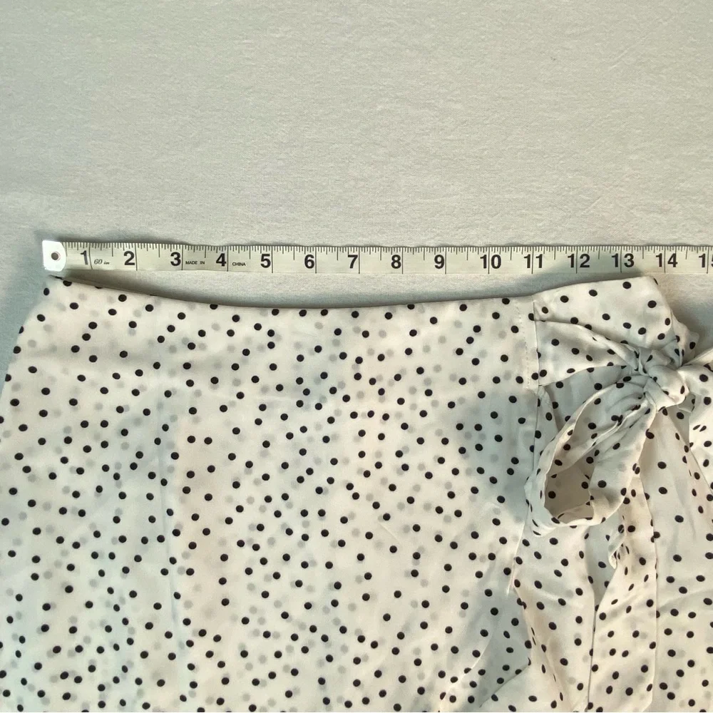 Princess Polly Polka Dot Ruffle Mini Skirt Wrap Tie White Black 6